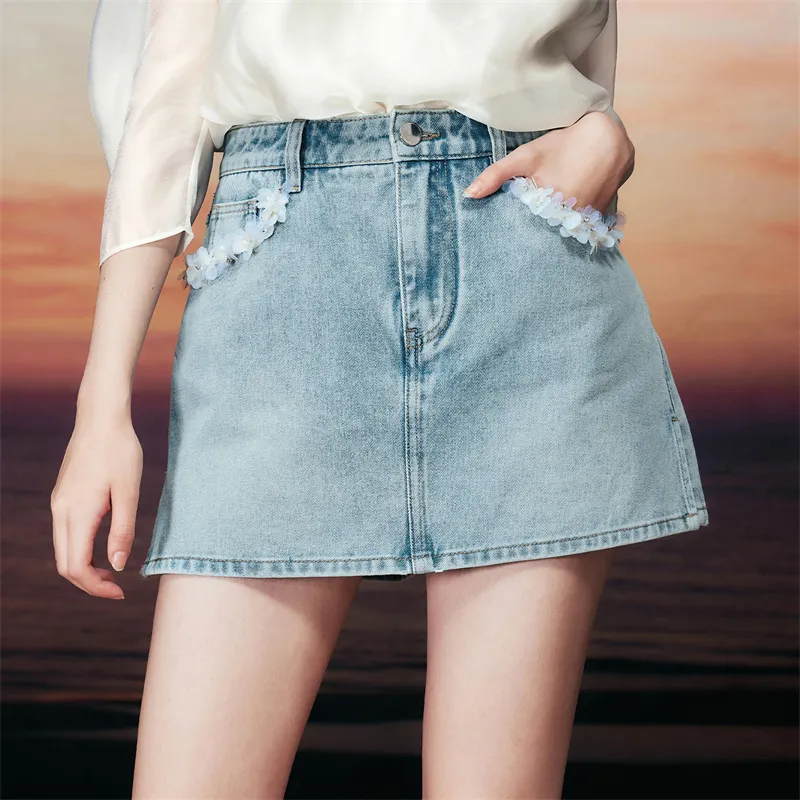 TAMMY TANGS Denim Shorts Women's Light Denim Blue-2