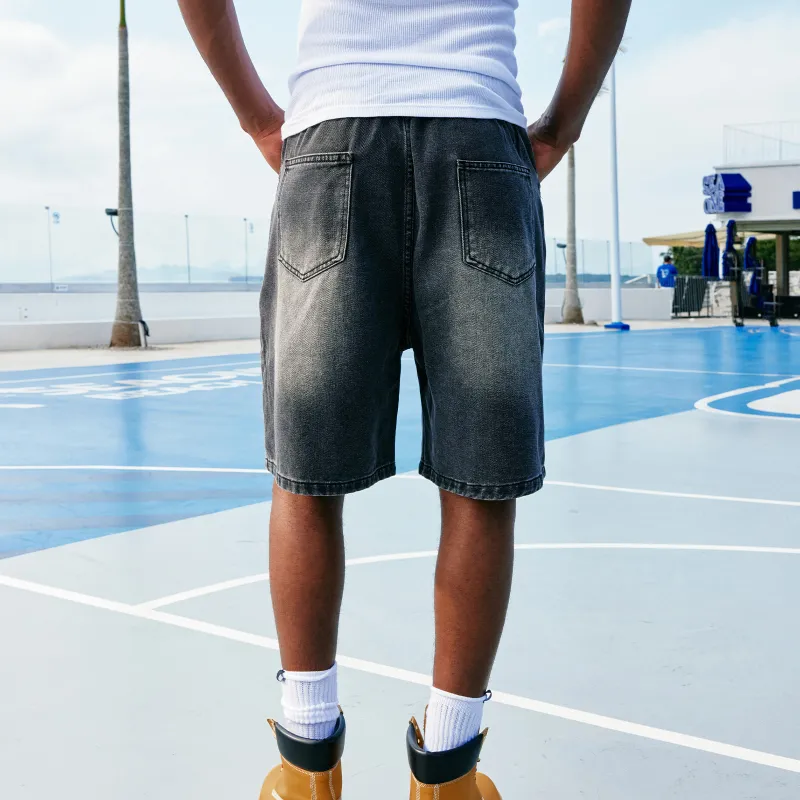 VEIDOORN Denim Shorts Unisex Washed Black-5