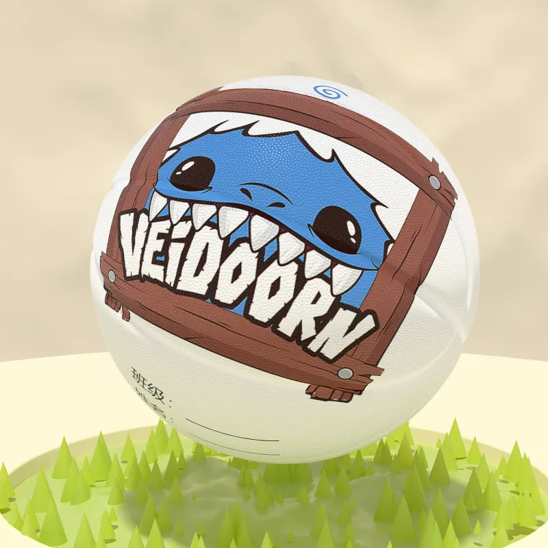 VEIDOORN Rubber Basketball White Size 5 Ball Street Training Competition Kids'-4