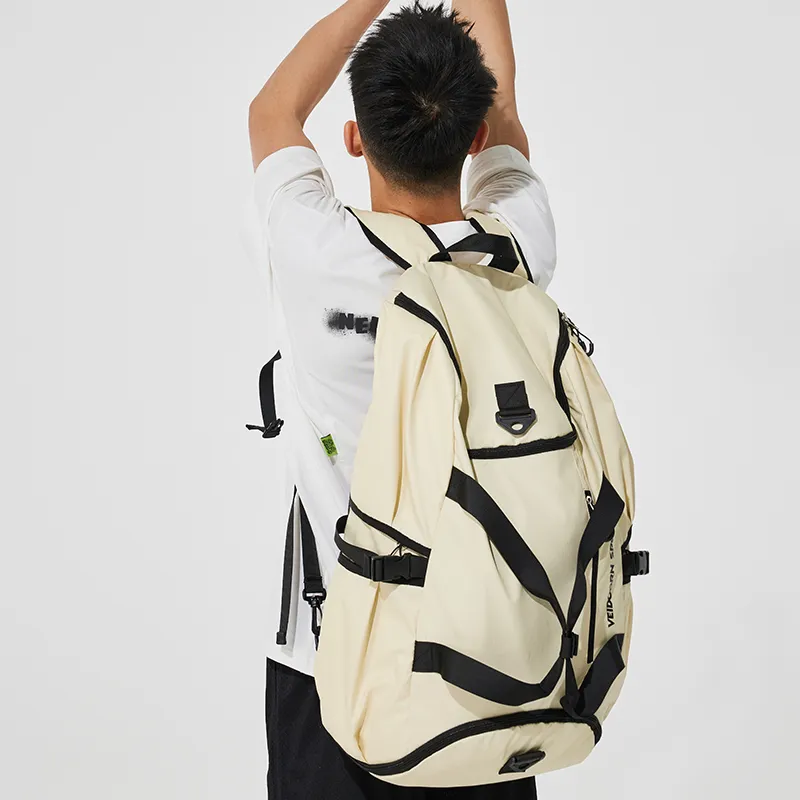 VEIDOORN Polyester 3 in 1 Backpack Handbag Large Size Unisex Black-6