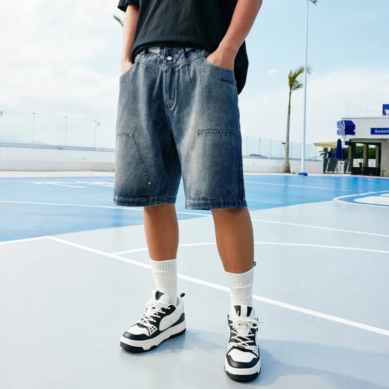 VEIDOORN Denim Shorts Unisex Washed Blue-2