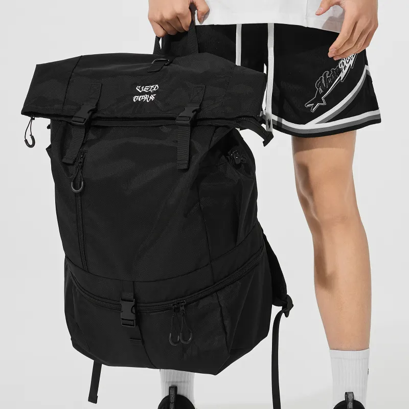 VEIDOORN Polyester Backpack Regular Unisex Graphite Black/Vanguard Green/Water Silver Gray-2