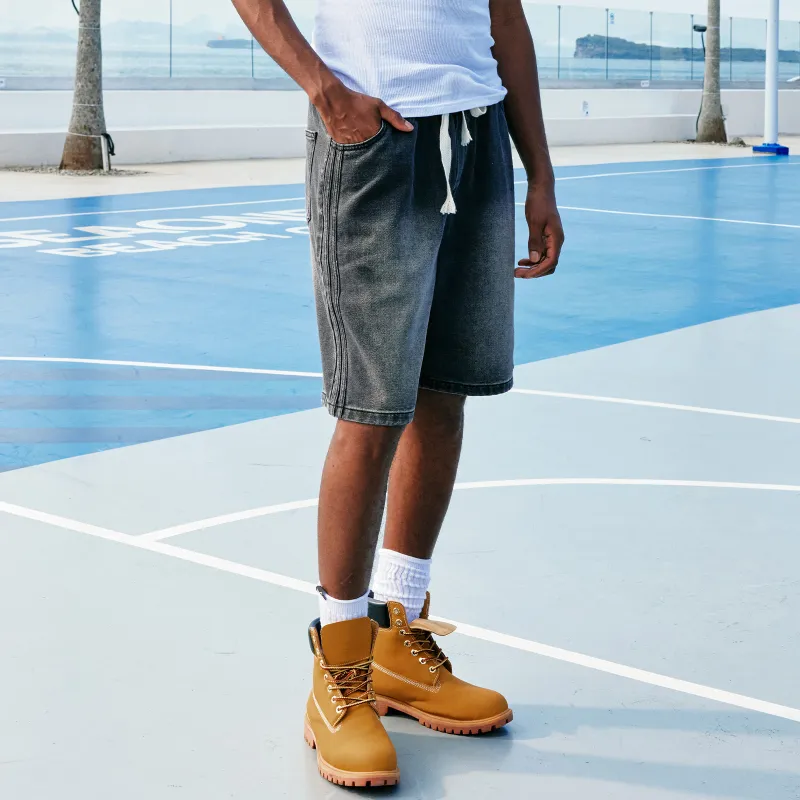 VEIDOORN Denim Shorts Unisex Washed Black-3
