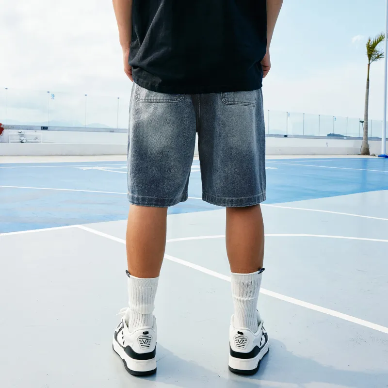 VEIDOORN Denim Shorts Unisex Washed Blue-5