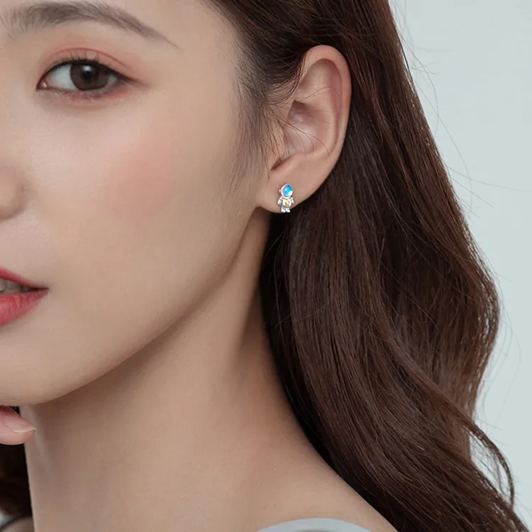 JKEM 925 Sterling Silver/Resin Stud Earrings Unisex-4