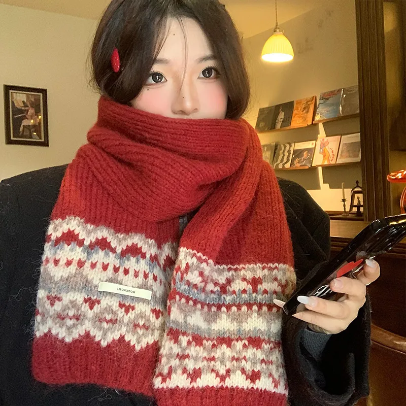 JKEM Faux Cashmere Knit Scarves Unisex-1