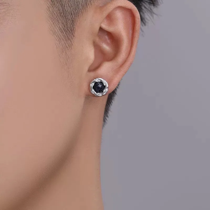 JKEM Copper, Zircon Stud Earrings Unisex-3