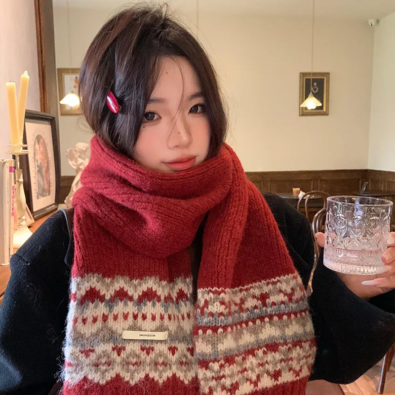 JKEM Faux Cashmere Knit Scarves Unisex-2