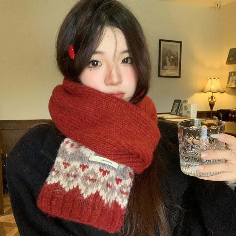 JKEM Faux Cashmere Knit Scarves Unisex-4