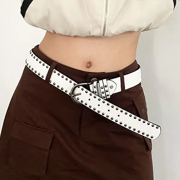 JKEM American Hip Hop Punk Style Thorns Leather Belts Unisex-4