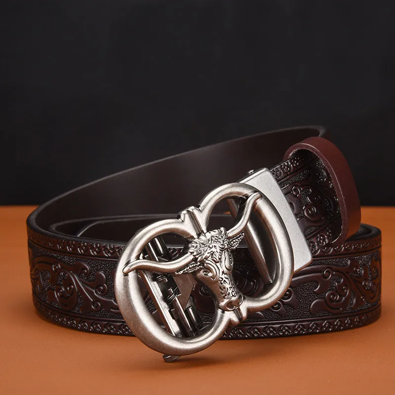 JKEM Cow Split Leather Belts Men's 3.5cm-12
