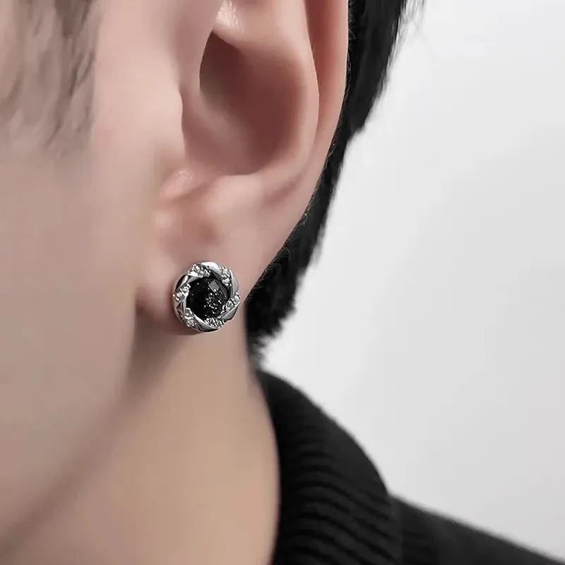 JKEM Copper, Zircon Stud Earrings Unisex-2