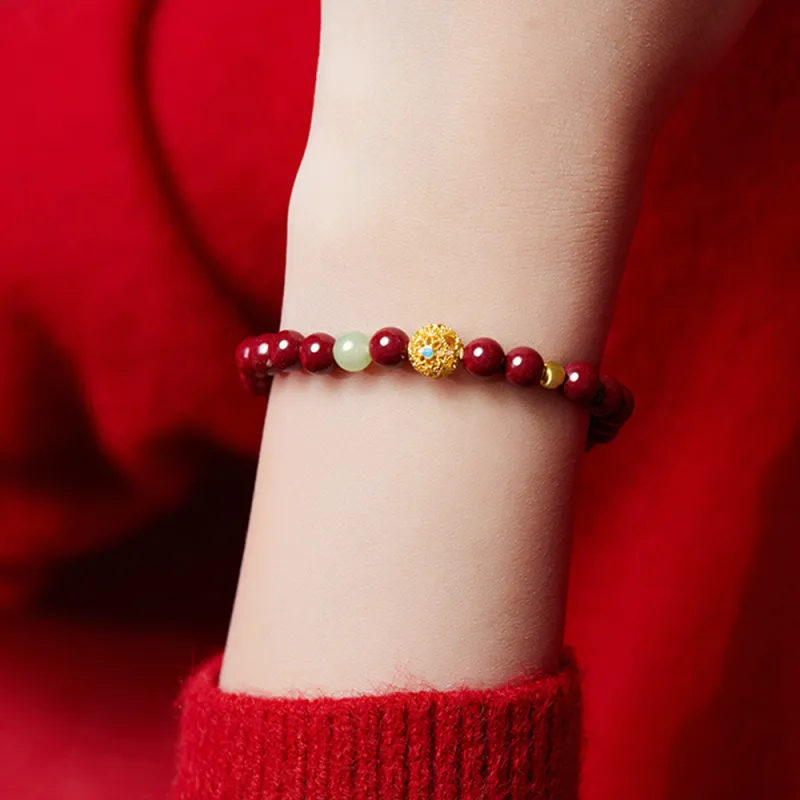JKEM Cinnabar Jade Bracelets Women's-4