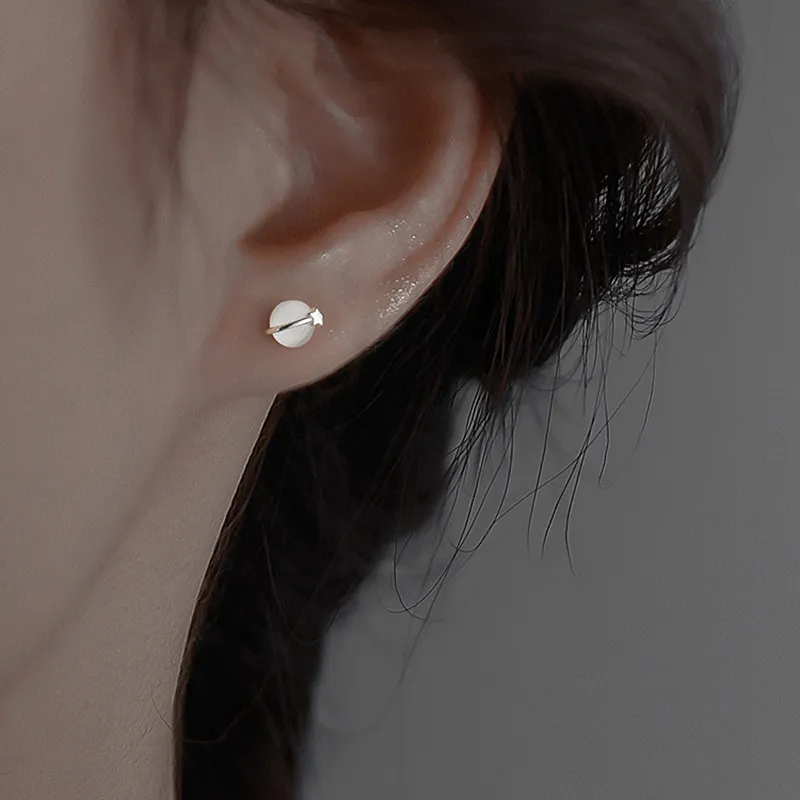 JKEM Copper/Zircon Stud Earrings Unisex-3