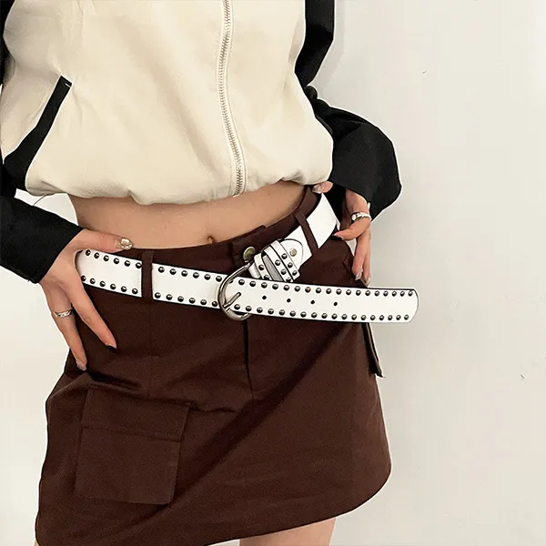 JKEM American Hip Hop Punk Style Thorns Leather Belts Unisex-3