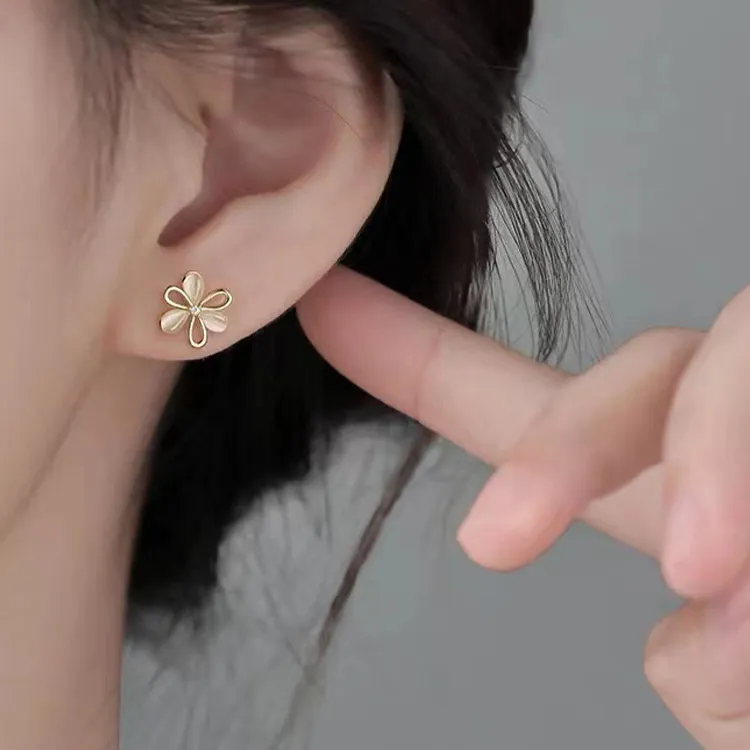 JKEM 925 Sterling Silver/Resin Stud Earrings Women's-3