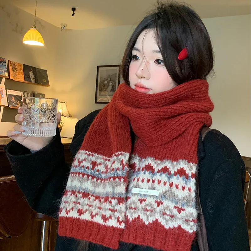 JKEM Faux Cashmere Knit Scarves Unisex-3