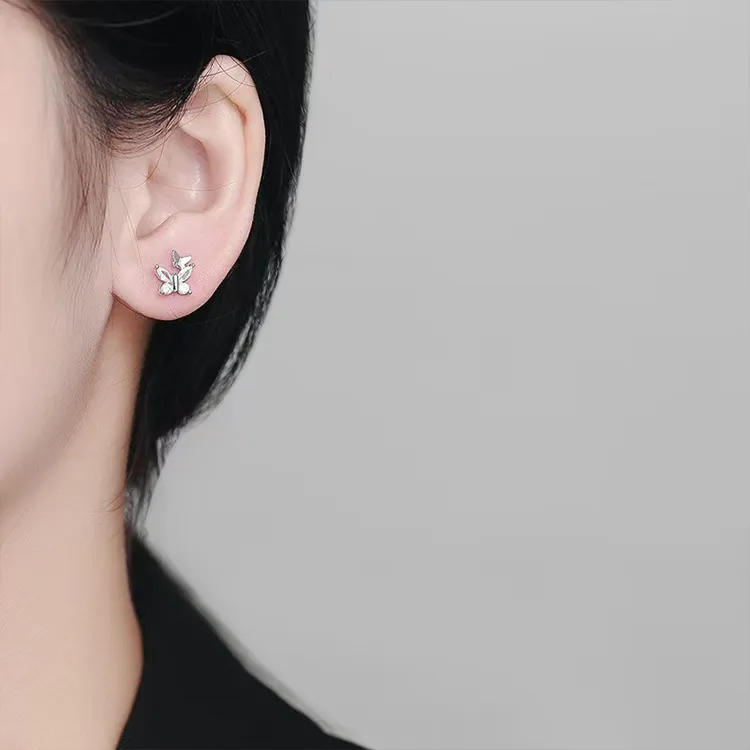 JKEM 925 Sterling Silver Stud Earrings Unisex-2