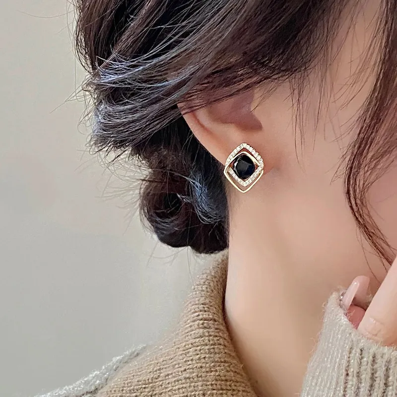 JKEM Alloy/Zircon Stud Earrings Unisex-5