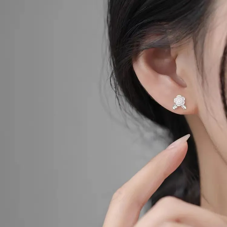 JKEM 925 Sterling Silver/Faux Pearl Stud Earrings Women's-1