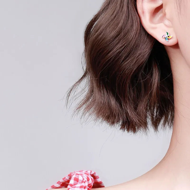 JKEM 925 Sterling Silver Stud Earrings Unisex-1