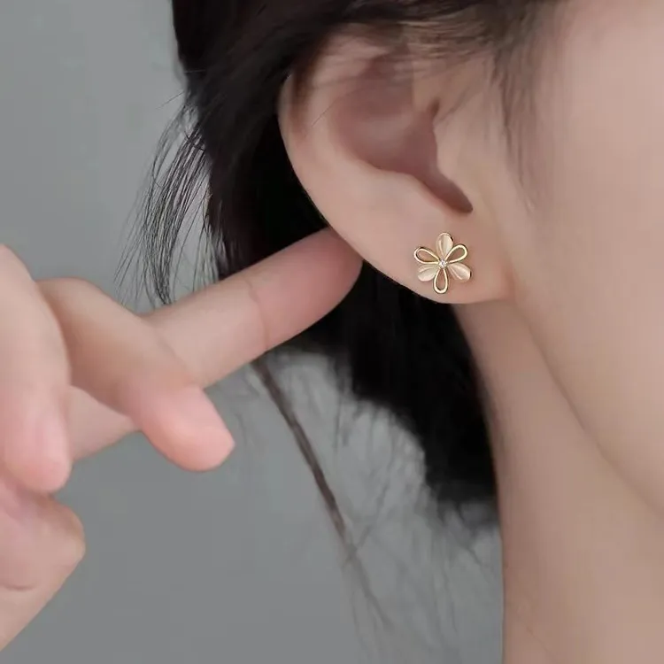 JKEM 925 Sterling Silver/Resin Stud Earrings Women's-1