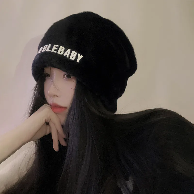 JKEM Rabbit Fur Plush Yarn Hats & Caps Unisex-1