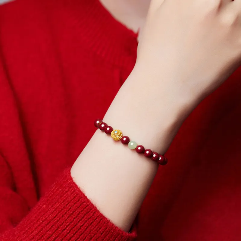 JKEM Cinnabar Jade Bracelets Women's-3