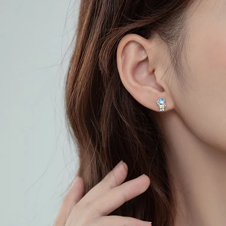 JKEM 925 Sterling Silver/Resin Stud Earrings Unisex-1