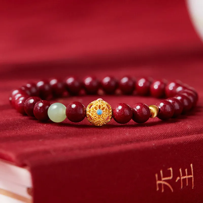 JKEM Cinnabar Jade Bracelets Women's-2