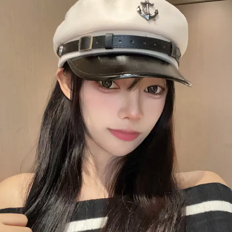 JKEM Leather/Polyester Painter Beret Women's-2