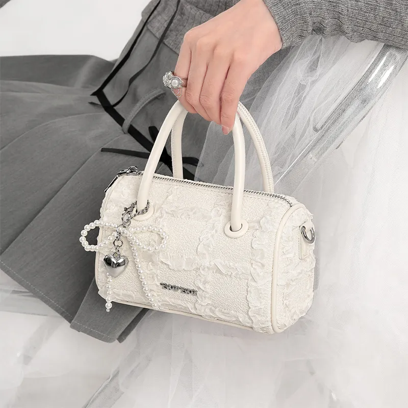 TOUTOU Fabric Handbag Regular Women's White/Blue-2