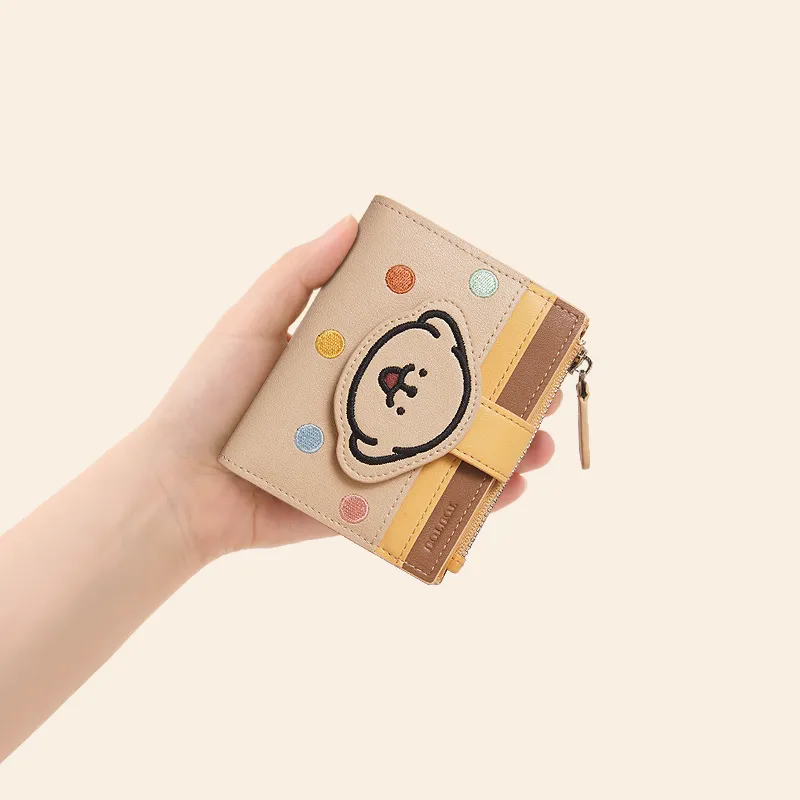 TOUTOU Maltese Collaboration Cow Leather Wallet Regular Women's Strawberry Pink/Milk Tea Apricot-1