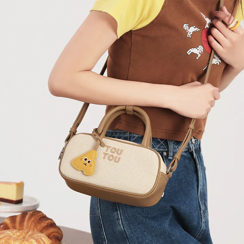 TOUTOU Synthetic Leather Crossbody Bag Regular Women's Cocoa Milk Tea Brown-5