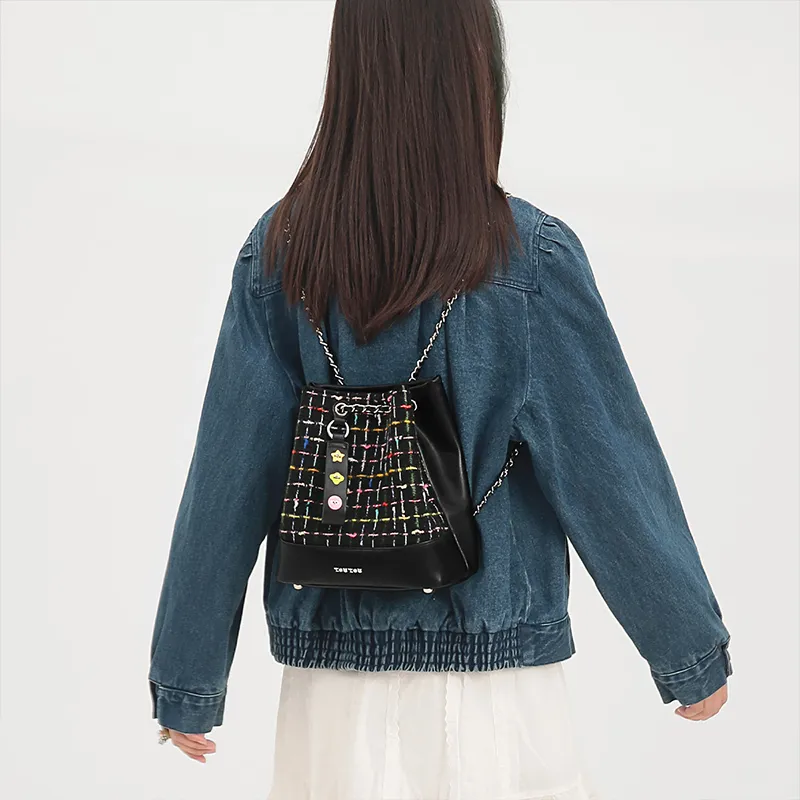 TOUTOU Fabric Backpack Regular Women's Black Sugar Bean-5