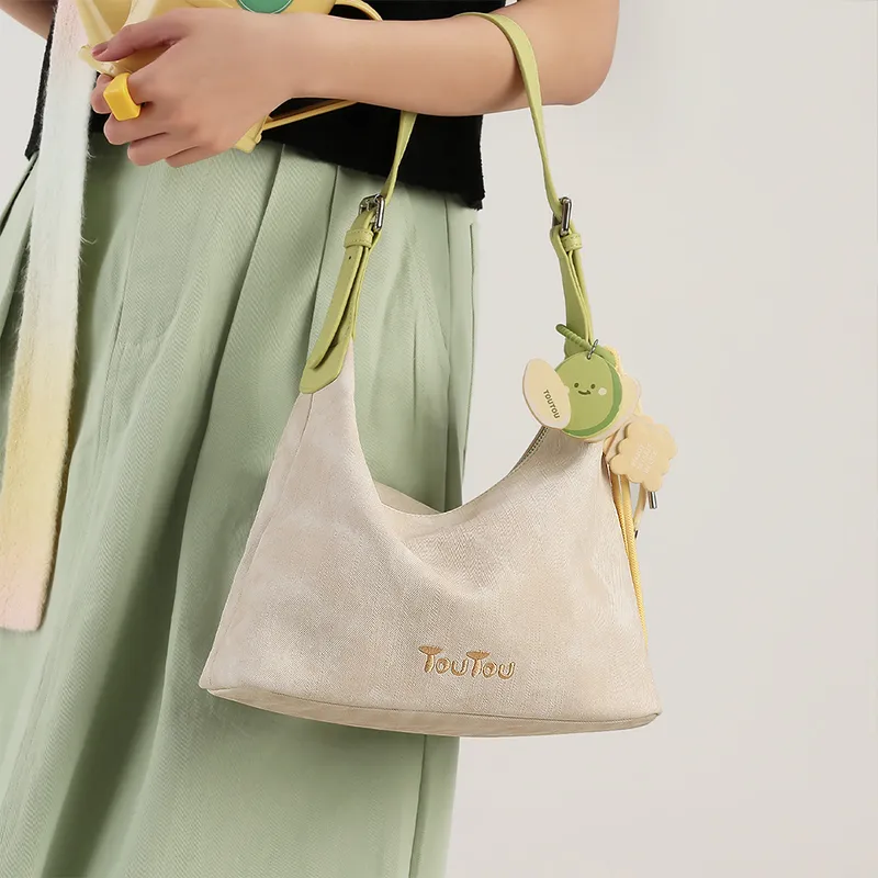 TOUTOU Synthetic Leather Shoulder Bag, Crossbody Bag Regular Women's Cream White-2