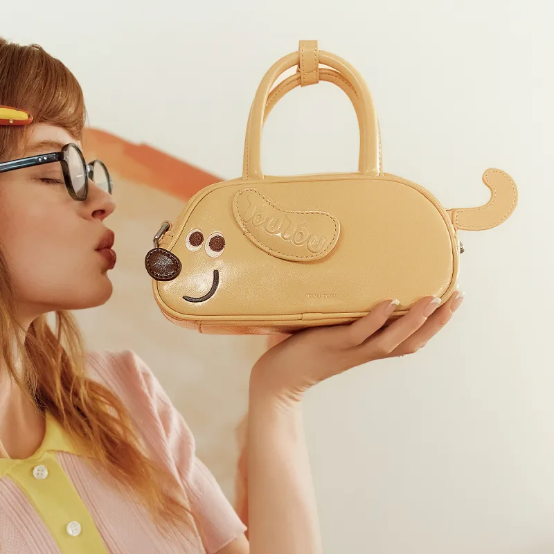 TOUTOU Synthetic Leather Handbag, Shoulder Bag, Crossbody Bag Regular Women's Pudding Yellow-1