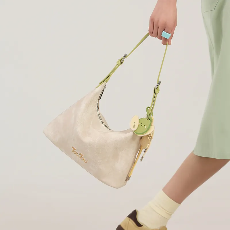 TOUTOU Synthetic Leather Shoulder Bag, Crossbody Bag Regular Women's Cream White-1