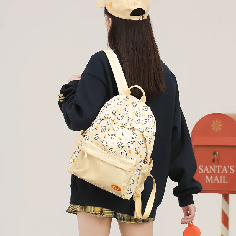 TOUTOU Maltese Collaboration Fabric Backpack Large Size Women's Cream Yellow/Sea Salt Blue-7