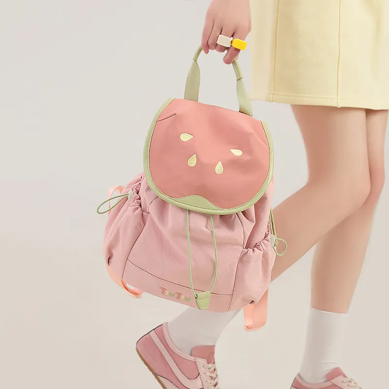 TOUTOU Fabric Backpack Medium Size Women's Guava Pink-5