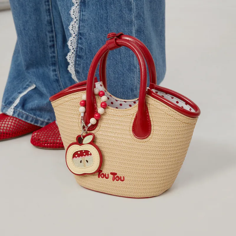TOUTOU Synthetic Leather Handbag Regular Women's Cherry Red-3