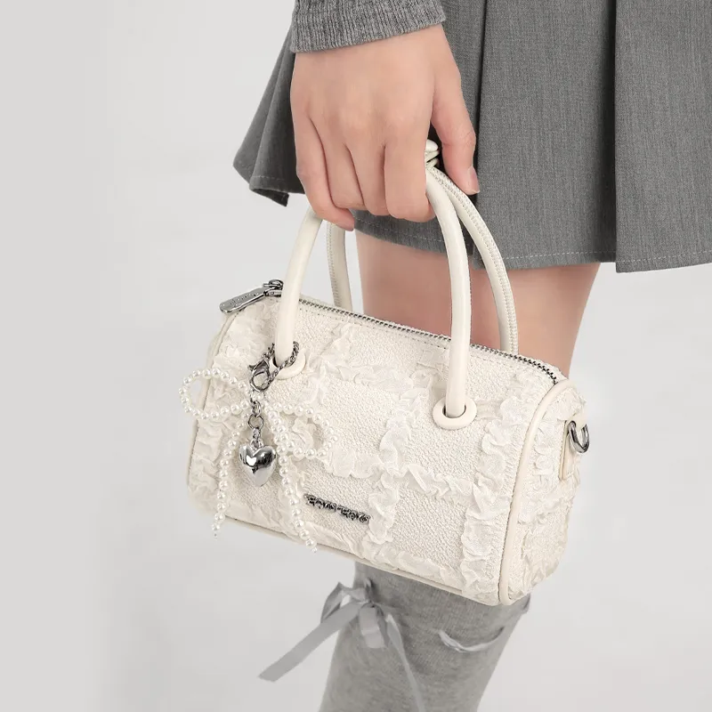 TOUTOU Fabric Handbag Regular Women's White/Blue-1