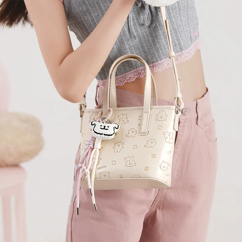 TOUTOU Maltese Collaboration Synthetic Leather Handbag Women's Cream White-2