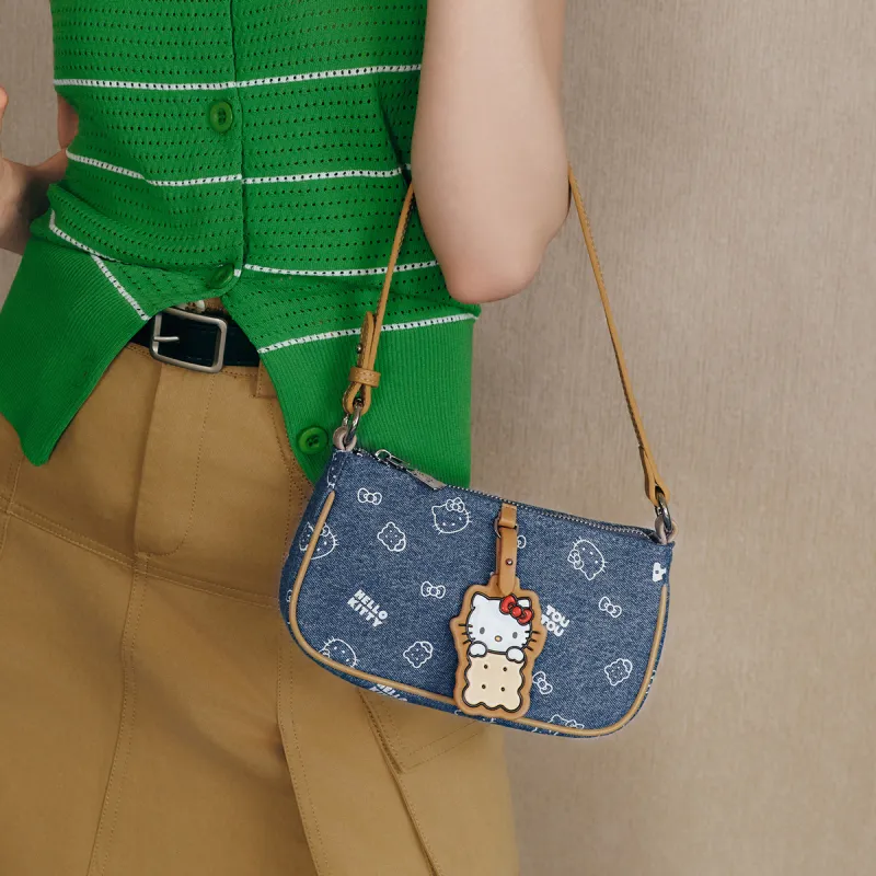 TOUTOU Hello Kitty Collaboration Hello Kitty Fabric Shoulder Bag Regular Women's Denim Blue-4