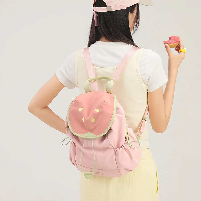 TOUTOU Fabric Backpack Medium Size Women's Guava Pink-4