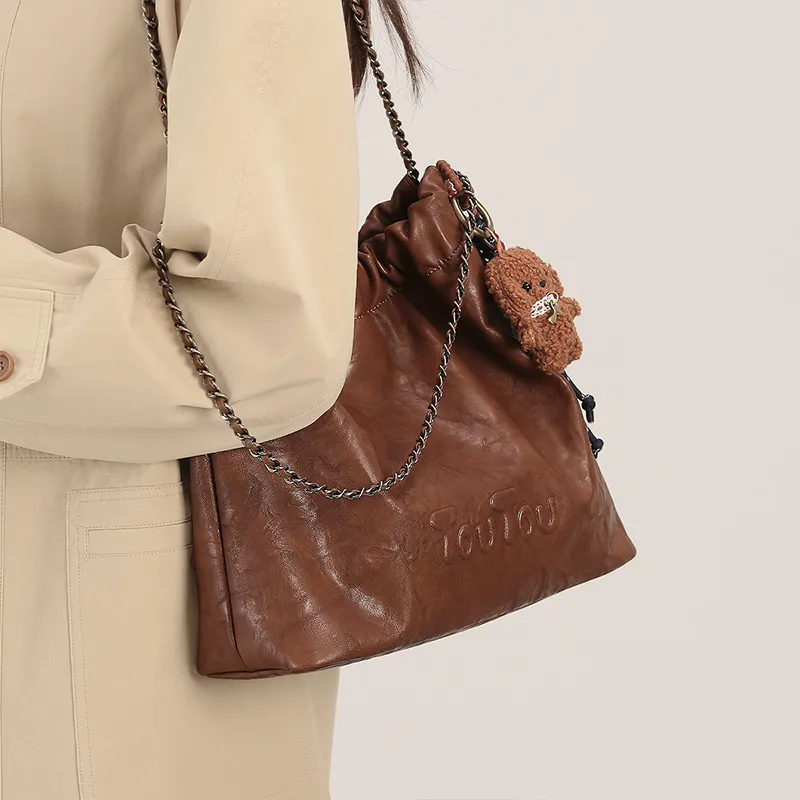 TOUTOU Synthetic Leather Shoulder Bag Regular Women's Chocolate Brown-1