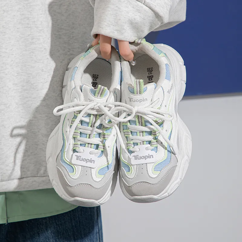 TUOPIN Slip Resistant Breathable Height Increasing Low Top Chunky Sneakers-5