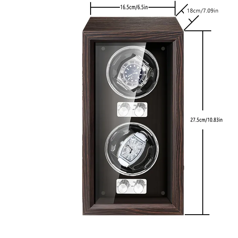 Windtoptime Wooden Shell 2 X 4 Watch Winder Walnut Wood Conversion Table For Home Use Unisex-2