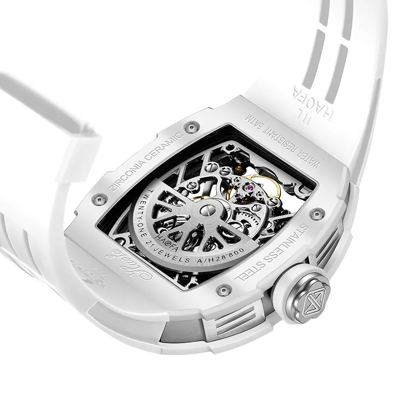 HaofaTourbillon Mechanical Movement Rubber Strap Watch Men's Watches Cut-Out Dial-2