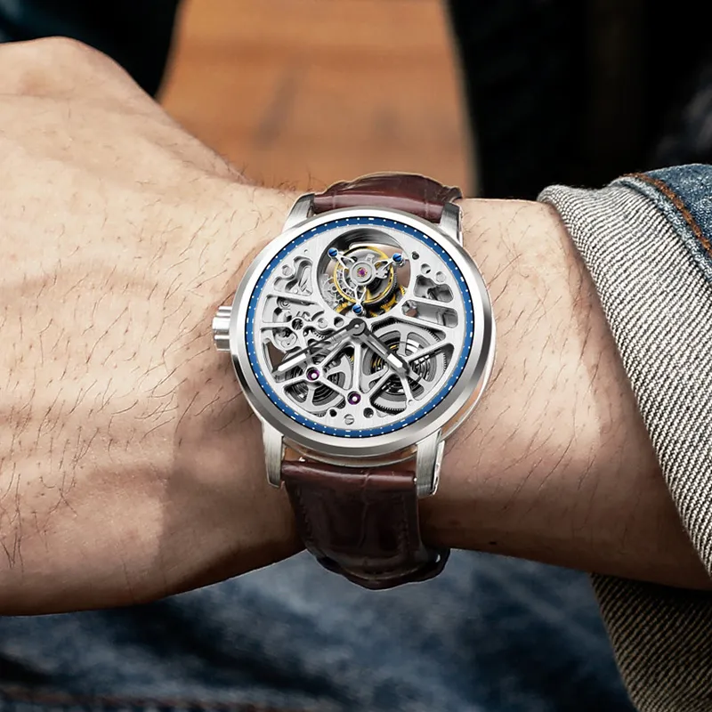 HaofaTourbillon 1930 Automatic Mechanical Movement Watch Men's Watches Cut-Out Dial-3